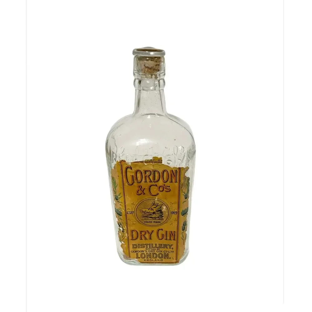 Vintage Gordon & Co’s Embossed Bottle w/Glass Cork London England